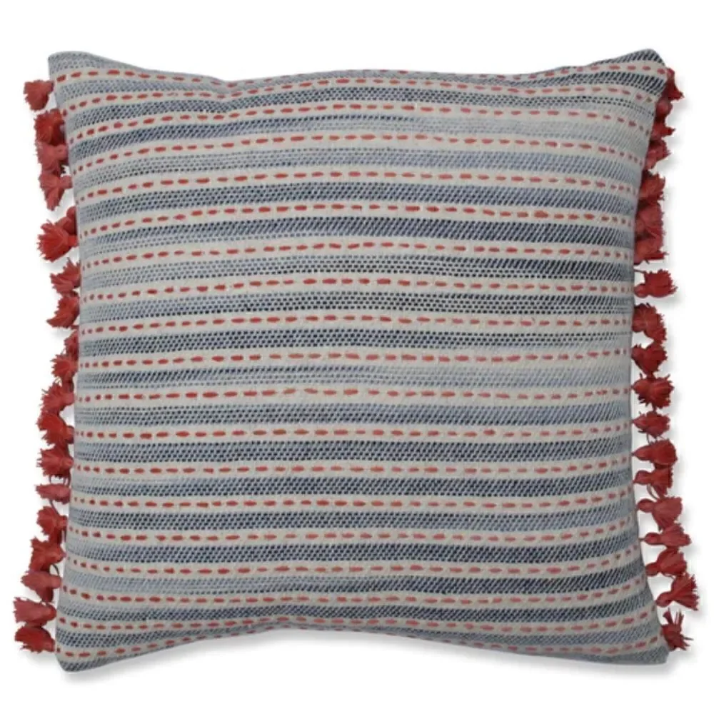 Pillow Perfect Ombre Coastal Stripe Blue/Coral 16 Inch Throw Pillow